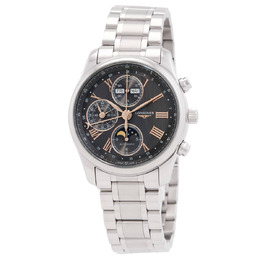Longines The Longines Master Collection Chronograph GMT Automatic Moon Phase Anthracite Dial Mens Watch l2.673.4.61.6