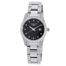 Longines Conquest Quartz Diamond Black Dial Ladies Watch l3.300.0.57.6