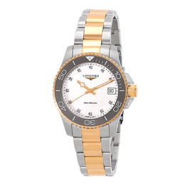 Longines Hydroconquest Quartz Diamond White Mother of Pearl Dial Ladies Watch L3.370.3.87.6