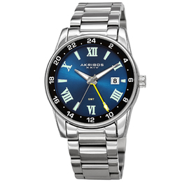 Akribos XXIV Mens Quartz Watch Blue Dial AK1055SSBU