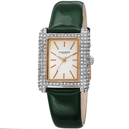 Akribos XXIV Ladies Watch with Green Leather Strap - Model: ak1068gn