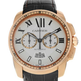 Pre-owned Cartier Calibre De Cartier Chronograph Automatic Silver Dial Mens Watch w7100044
