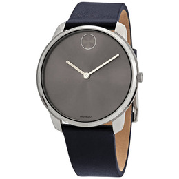 Movado Bold Quartz Grey Dial Blue Leather Mens Watch 3600586
