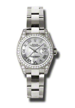 Rolex Lady Datejust 26 Mother of Pearl Dial 18K White Gold Oyster Bracelet Automatic Watch 179159mro