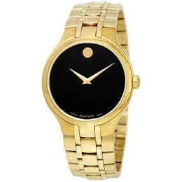 Movado 0607227 Black Dial Yellow Gold PVD Stainless Steel Analog Dress Watch