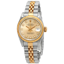 Pre-owned Rolex Datejust Automatic Diamond Gold Dial Ladies Watch 69173cdj