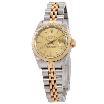 Pre-owned Rolex Datejust 69173csj - Ladies Automatic Gold Dial Watch (arb26086)