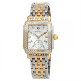 Michele Deco Mid Two Tone Diamond Bezel Mother Of Pearl Dial Ladies Watch MWW06V000123