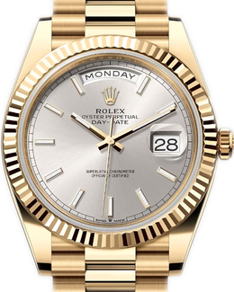 Rolex Day-Date Automatic Chronometer Silver Dial Mens Watch 228238-0066