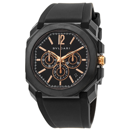 Pre-owned Bulgari Octo Chronograph Black Dial Mens Watch 102630