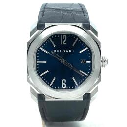 Pre-owned Bulgari Octo Solotempo Blue Dial Mens Watch 102429