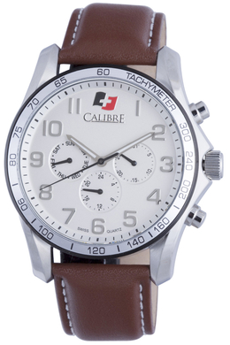 Calibre Buffalo Silver Dial Brown Leather Mens Watch SC-4B1-04-001-7 sc-4b1-04-001.7