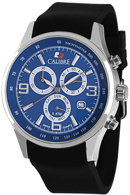 Calibre Mauler Blue Dial Chronograph Black Rubber Mens Watch sc-4m1-04-003
