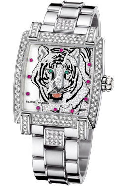 Ulysse Nardin Caprice White Dial 18kt White Gold Automatic Ladies Watch 130-91ac-8c-tiger