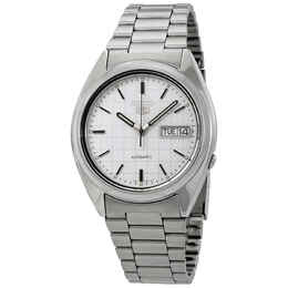 Seiko Series 5 Automatic White Grid Dial Mens Watch snxf05