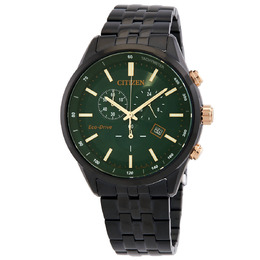 Citizen Chronograph GMT Green Dial Mens Watch AT2576-50X
