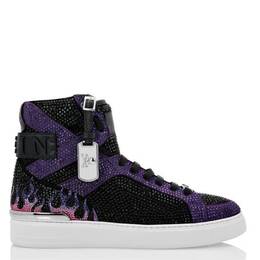 Philipp Plein Crystal Flame Money Beast Hi-Top Sneakers, Brand Size 39 ( US Size 6 ) f20s-msc2838-pco058n-7302
