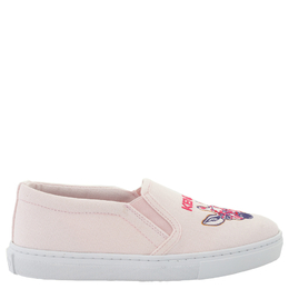 Kenzo Girls Pink Animal Logo Embroidered Slip-On Sneakers, Brand Size 31 (13.5 Little Kids) k59063-46g