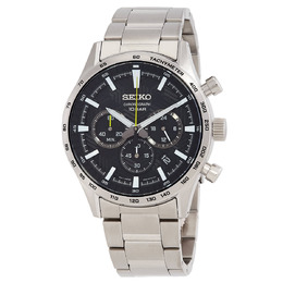 Seiko Chronograph Quartz Black Dial Mens Watch ssb413p1