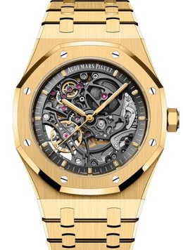 Audemars Piguet Royal Oak Skeleton Automatic Mens Watch 15407BA OO, Yellow Gold Case and Bracelet