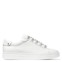 Jimmy Choo Antibes Pearl-Embellished Sneakers, Brand Size 35 (US Size 5) antibes/f-v white