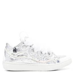 Lanvin Curb Metallic Leather Sneakers, Brand Size 35 ( US Size 4 ) fw-skdk02-meta-p24-silver