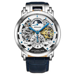 Stuhrling Original Automatic Mens Watch with Silver Dial and Blue Strap Model M13528