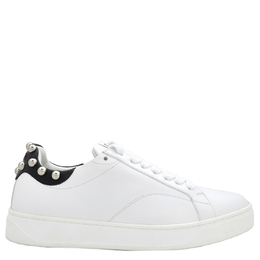 Lanvin DDB0 Studded Leather Low-Top Sneakers, Brand Size 40 ( US Size 9 ) fw-skdk0a-stud-h23-white/silver