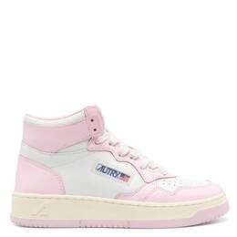 Autry Ladies Pink Medalist Panelled Leather Sneakers, Brand Size 36 ( US Size 6 ) aumwwb37-leat/leat wht/blshbrd