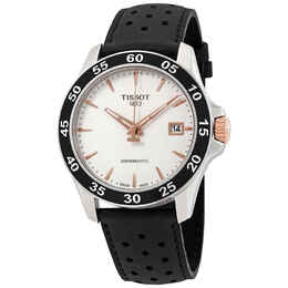 Tissot V8 Automatic Silver Dial Black Leather Mens Watch [T1064072603100]