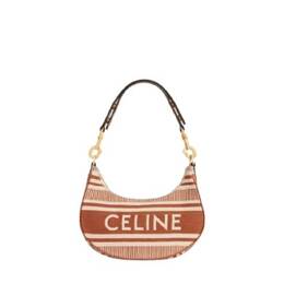 Celine Ava Strap Bag In Striped Textile 196922ftr.28si