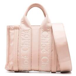 Chloe Woody Logo Small Nylon Tote Bag chc23ws397l416k7