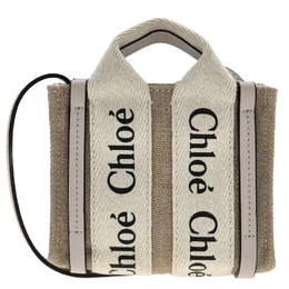 Chloe Nano Woody Linen Canvas Tote chc22ap235i2600o