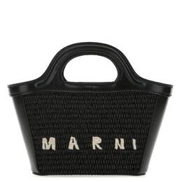 Marni Tropicalia Micro Bag In Black Leather And Raffia bmmp0067q0p386000n99
