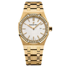 Audemars Piguet Royal Oak 18K Yellow Gold & Silver Dial Ladies Watch Calibre 2713 Quartz Movement