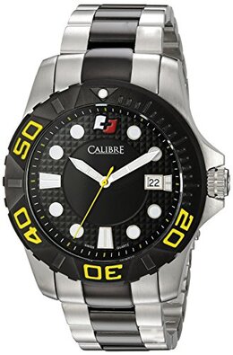 Calibre Akron Black Dial Mens Two Tone Watch sc-5a1-04-002