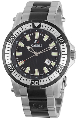 Calibre Hawk Date Black Dial Stainless Steel Mens Watch sc-5h1-04-007