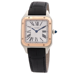 Cartier Santos-Dumont Quartz Satin-brushed Silver Dial Unisex Watch w2sa0038