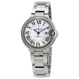 Cartier Ballon Bleu Silver Flinque Sunray Dial Ladies Watch w4bb0016