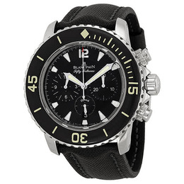 Blancpain Fifty Fathoms Black Dial Flyback Chronograph Black Fabric Strap Mens Watch 5085f-1130-52