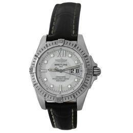 Pre-owned Breitling Windrider Cockpit Automatic Chronometer Diamond White Dial Mens Watch a49350
