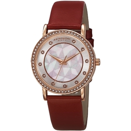 Akribos XXIV Mother of Pearl Dial Red Leather Ladies Watch ak791rd