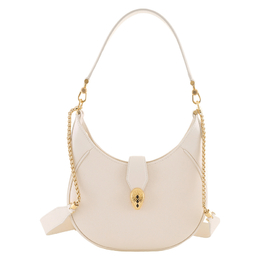 Bvlgari Ivory Serpenti Ellipse Leather Shoulder Bag 291639