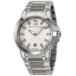 Harry Winston Ocean Sport Silver Diamond Dial Zalium Ladies Watch ocsqhd36zz004