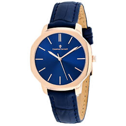 Christian Van Sant Octave Slim CV0505 Ladies Quartz Watch - Rose Gold Stainless Steel Case, Blue Dial