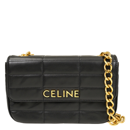 Celine Chain Shoulder Bag In Quilted Goatskin - Black 111273epz38no
