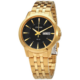 Citizen Quartz Mens Watch BF2013-56E Black Dial Gold-tone