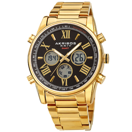 Akribos XXIV Quartz Black Dial Mens Smart Watch ak1095ygbk