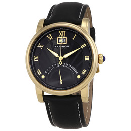 Akribos XXIV Essential Black Dial Mens Leather Watch - AK913YG