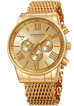 Akribos XXIV Enterprise Quartz Gold Dial Mens Watch p50156
